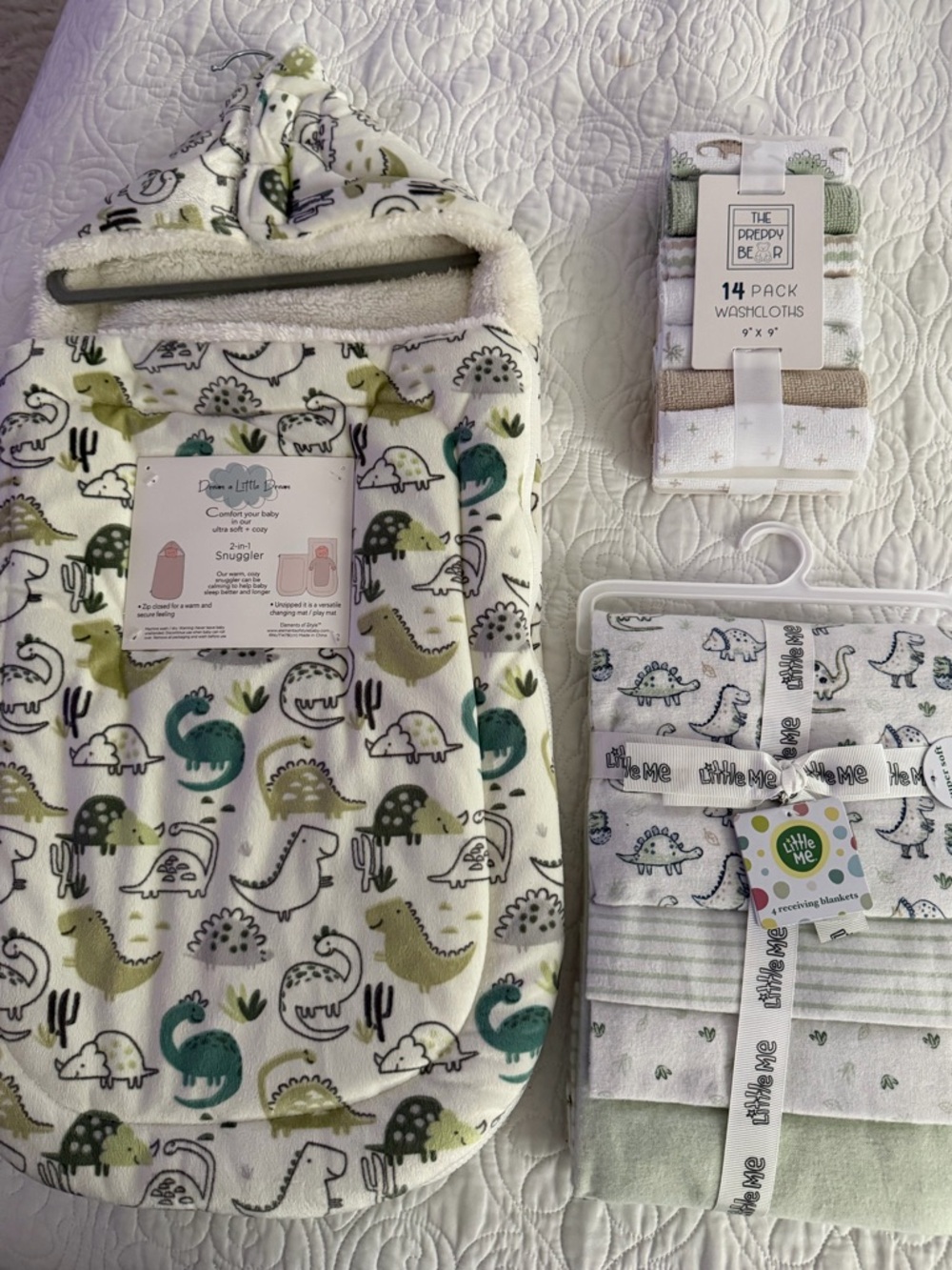 14-Pack Kids Washcloths - Green & Tan
